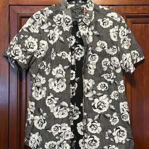 Cactus NY Travelers Collection Short Sleeve Floral Slim Fit Shirt Flowers M